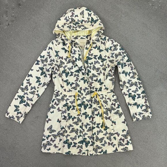 ModCloth In With Whimsical Butterfly Print Anorak Utility Jacket Cream Small - Picture 13 of 13